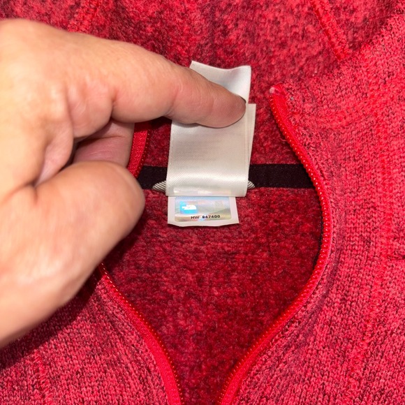 The North Face Red Heathered Fleece 1/4 Zip Hoodie Women's M - Picture 7 of 11